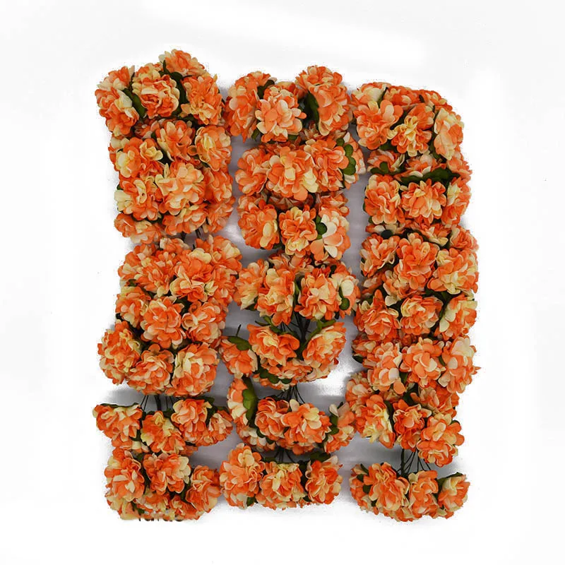 orange 144 шт 3 см бумажные розы Искусственные цветы Свадебные украшения мини букет ручной работы маленькие вечерние цветы для скрапбукинга Сделай Сам Азалия - Цвет: orange