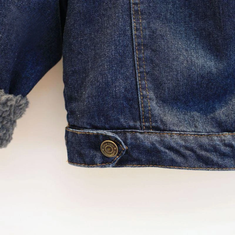 Kids Coats Denim Jacket Boy Coat Baby Girl Thickness Jeans Outerwear Turn-down Collar Casual Children Winter Fur Clothes | Детская