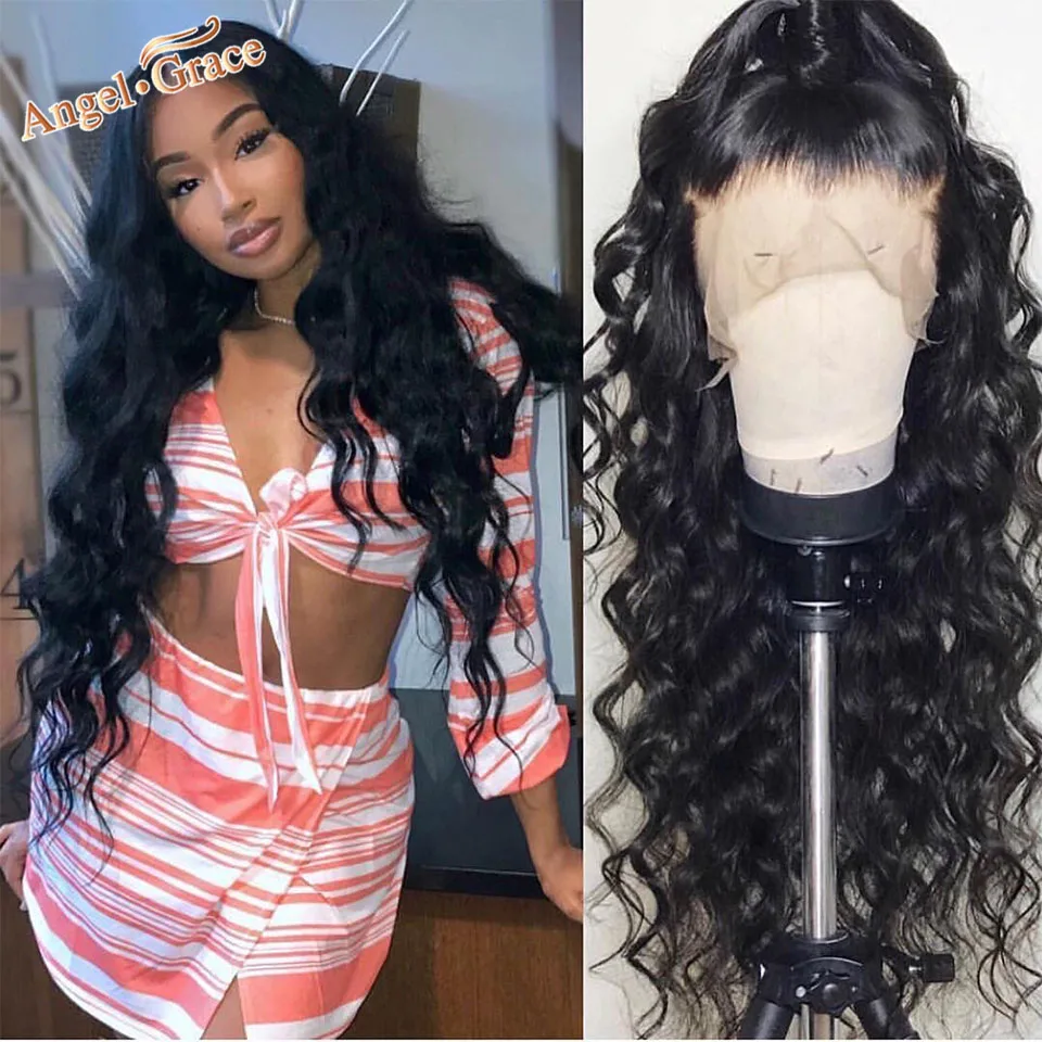 Angel Grace Hair 360, парики из натуральных волос, предварительно сорванные с волосами младенца, бразильские свободные, глубокая волна, фронтальные парики шнурка Remy