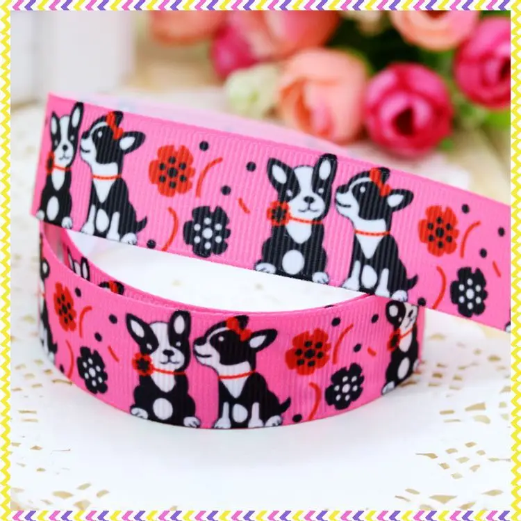 DHK 7/8 ''5 ярдов собака напечатаны grosgrain ленты головной убор волос лук diy вечерние украшения OEM 22 мм C1079