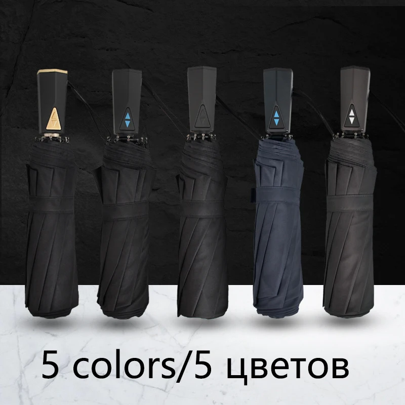 Creative Polygon Handle Big Umbrella Rain Women 3 Folding Fully Automatic Business Windproof Men Outdoor Car | Дом и сад
