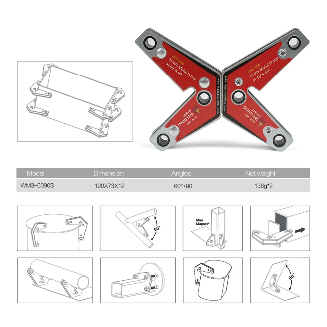 2 шт. двойного назначения сильный сварочный угловой магнит/Неодимовый магнитный