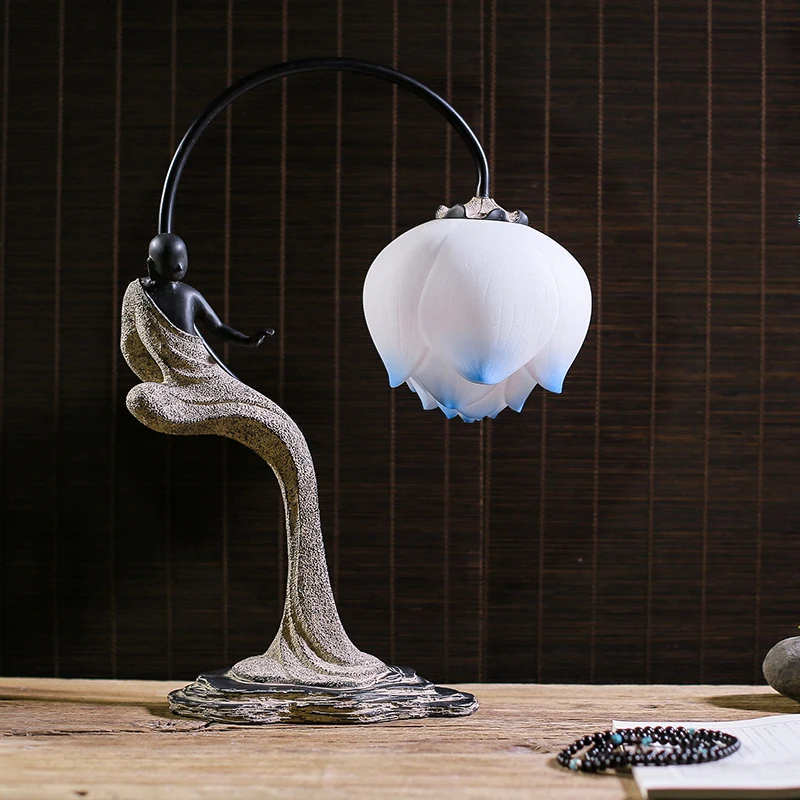 Qiseyuncai новый китайский антикварный Zen настольная лампа Гостиная Кабинет Спальня
