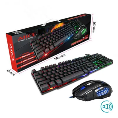 AN-300 Black mouse IMice Проводная игровая клавиатура имитация механической клавиатуры светодиодный с подсветкой USB X7 игровая мышь геймер клавиатура для ПК настольный компьютер - Цвет: AN-300 Black mouse
