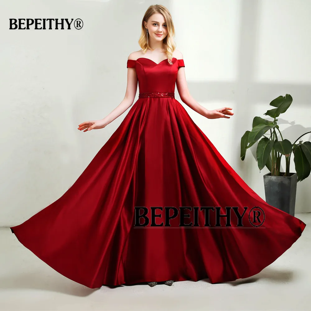 Vestido de festa, длинное вечернее платье трапециевидной формы, винтажное платье с открытыми плечами, платья для выпускного вечера, пояс со стразами, Robe De Soiree