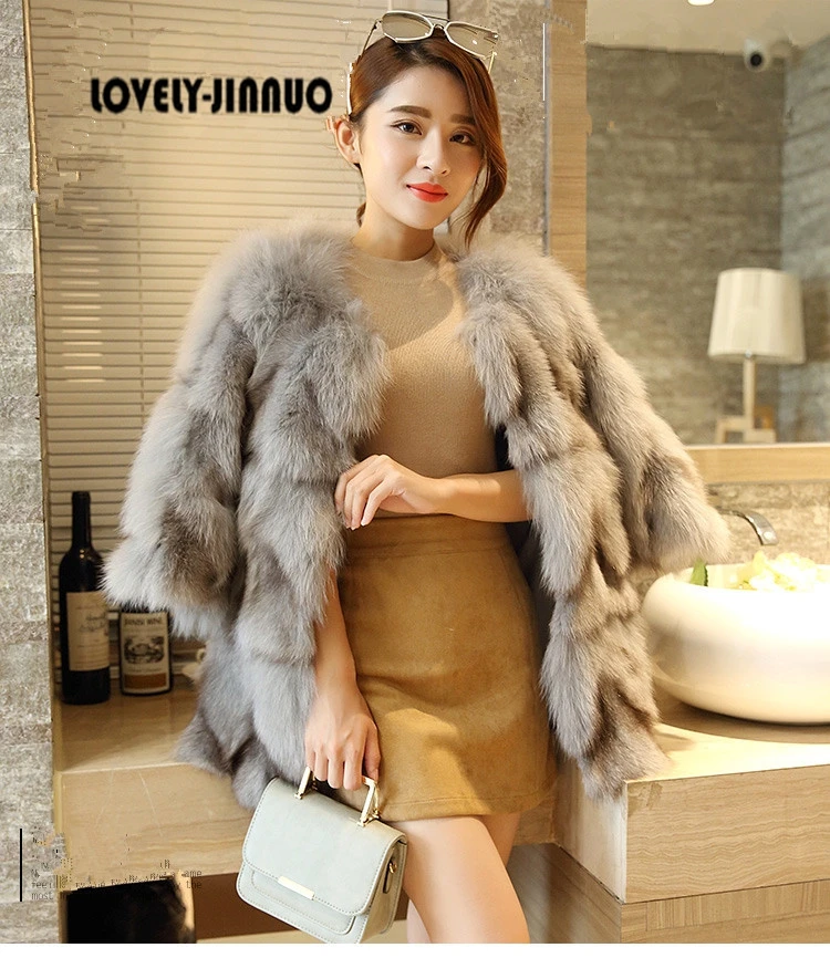 2019 новый зимний реальный натуральный подлинный лисий мех пальто Женская мода три