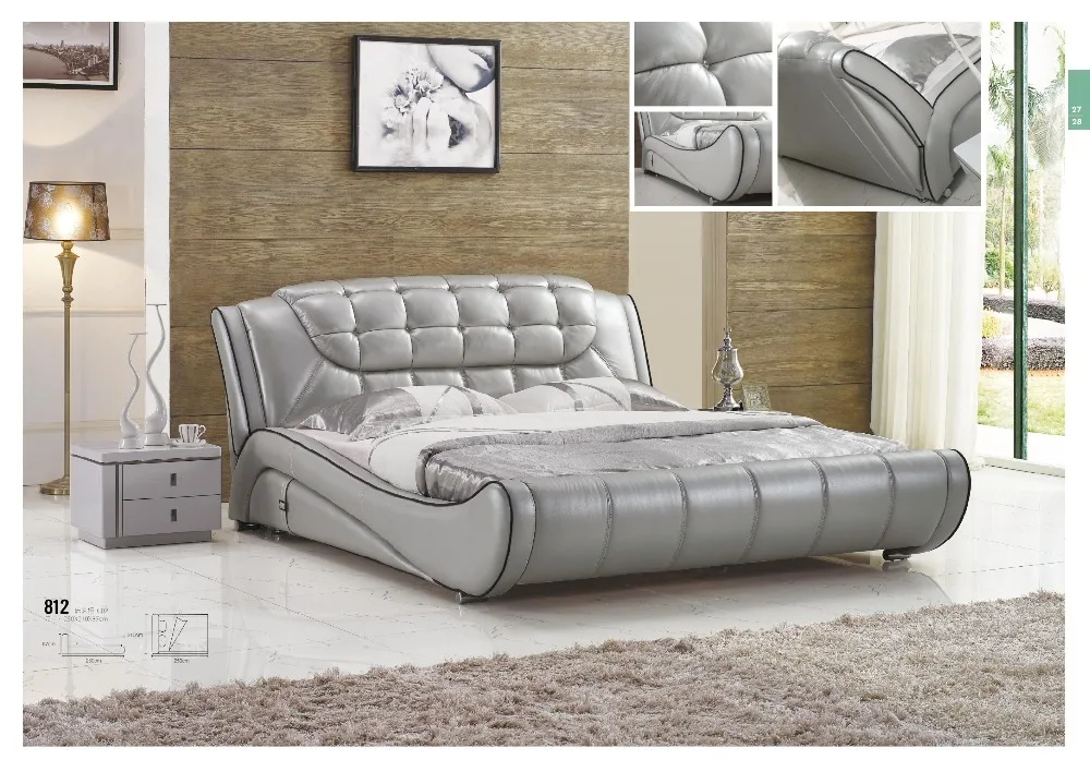 Современная кожаная кровать ОБИТАЯ кровать|leather upholstered beds|modern leather bedleather bed |