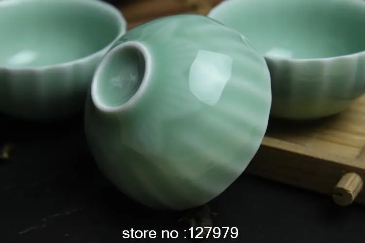 Аутентичная чайная чашка Longquan celadon ди-печь лотос светильник-зеленая фарфоровая