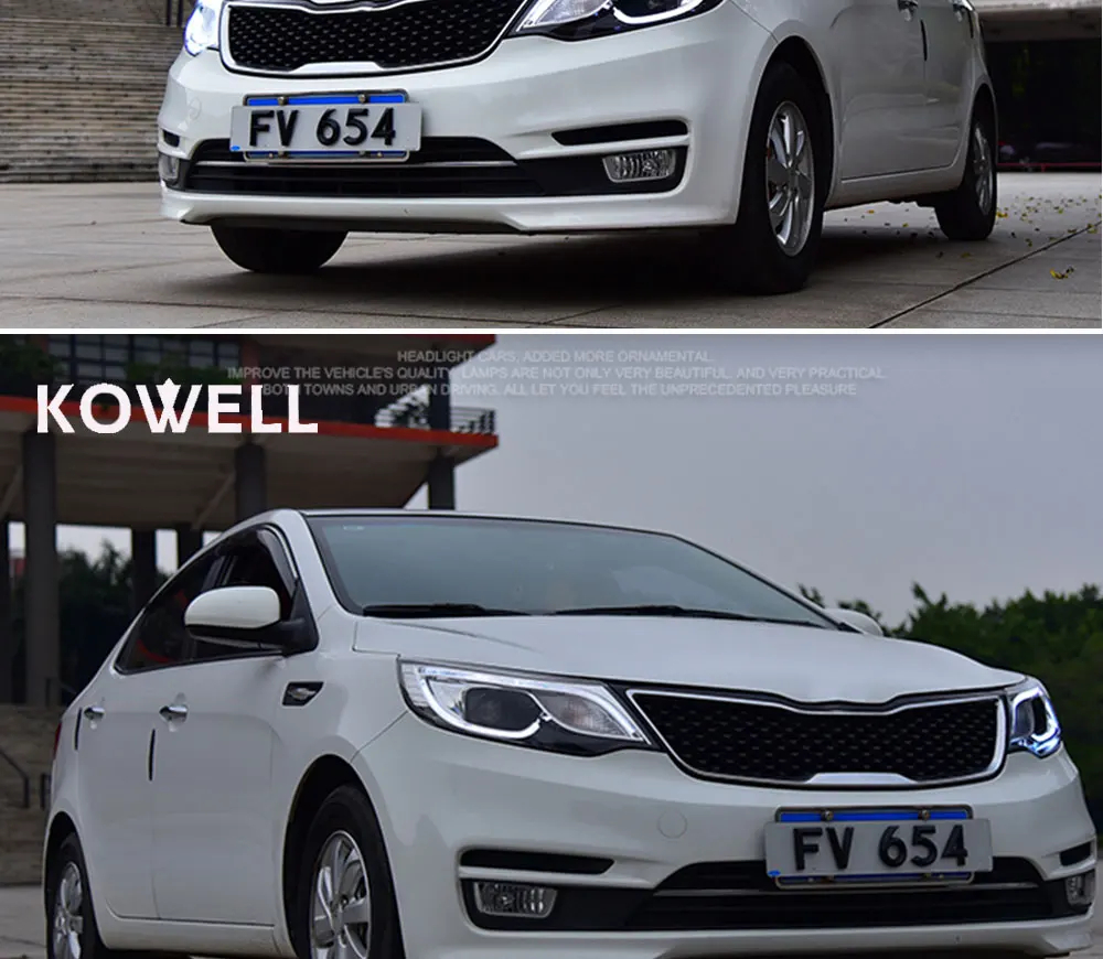 KOWELL автомобильный Стайлинг для Kia K2 фары- K2 Rio светодиодный фонарь светодиодный DRL Bi Xenon объектив дальнего света парковочная противотуманная фара