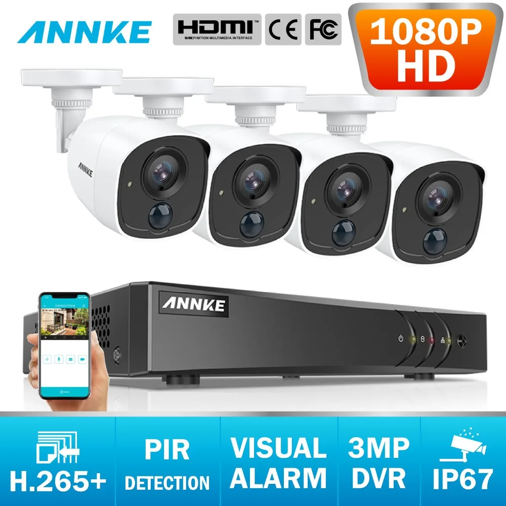 ANNKE 8CH 2MP CCTV камера системы 3MP 5в1 H.265 + DVR с 1080P HD Всепогодная пуленепробиваемая s для