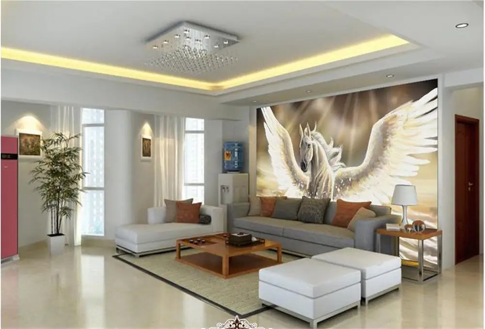 Пользовательские размеры 3d фото обои Гостиная росписи белая муха лошадь картина