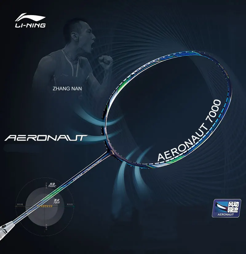 Li-Ning AERONAUT 7000/7000C профессиональная ракетка для бадминтона Zhang Nan подкладка одна ракетка без шнура AYPM452/AYPM442 ZYF311