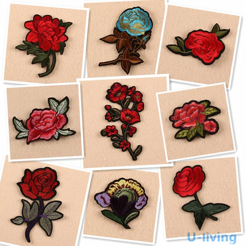 1 шт. смешанные цветы патчи для одежды утюжок на вышитой аппликацией Милая