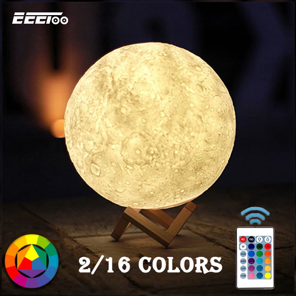 3D печать Луны лампа перезаряжаемые 16/2 цвет изменить сенсорный выключатель