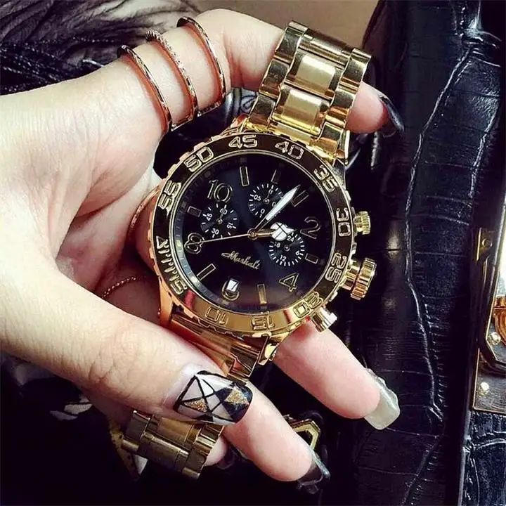 High Quality Men Women Watches Luxury Six-pin calendar Wristwatches Crystal Dress Watch Female Rose Gold Watch Mashali88038