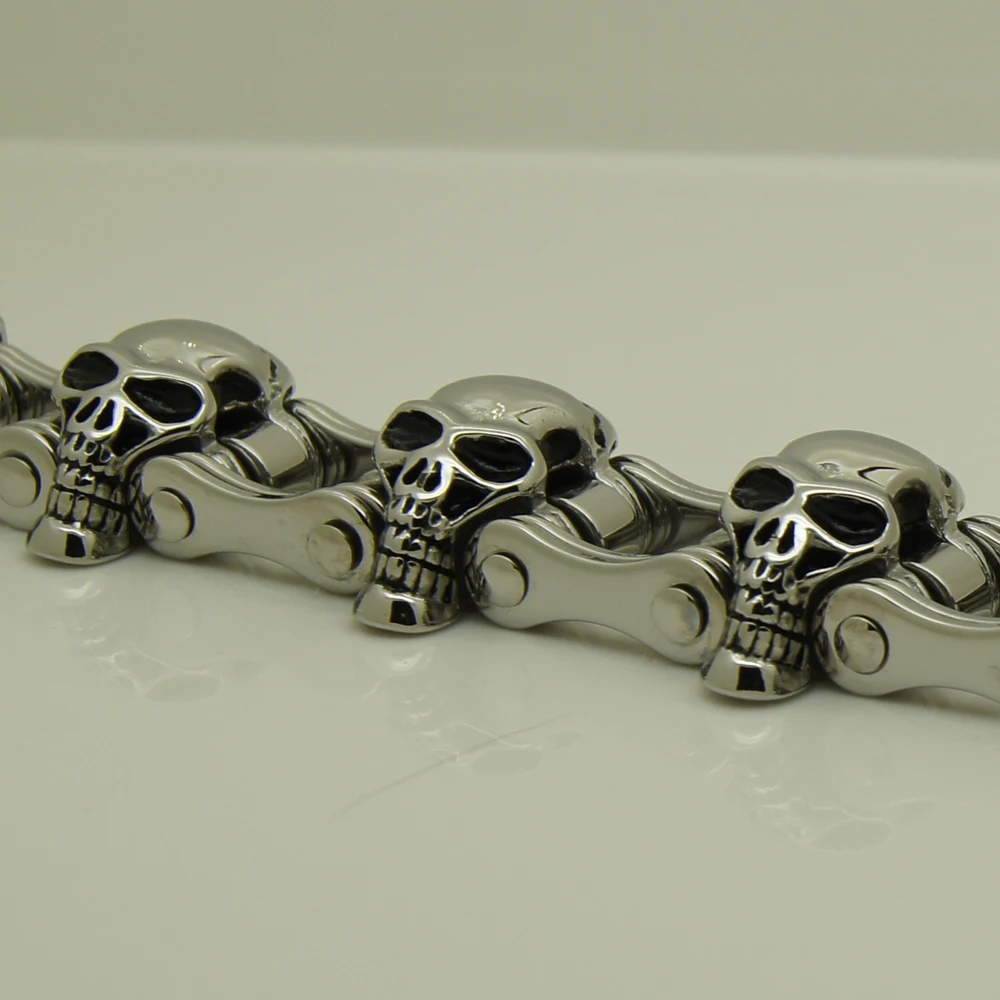 Мужской браслет из нержавеющей стали с черепом шириной 153 7 г 4 мм | Украшения и