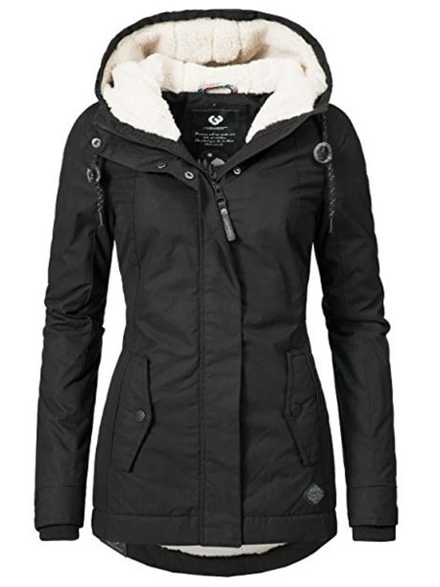 

Fashion Parkas Women Cotton Coats Winter Thicken Hooded Outwear Warmness Casual Black Tops Ladies Gothic Overcoats Jackets Coat
