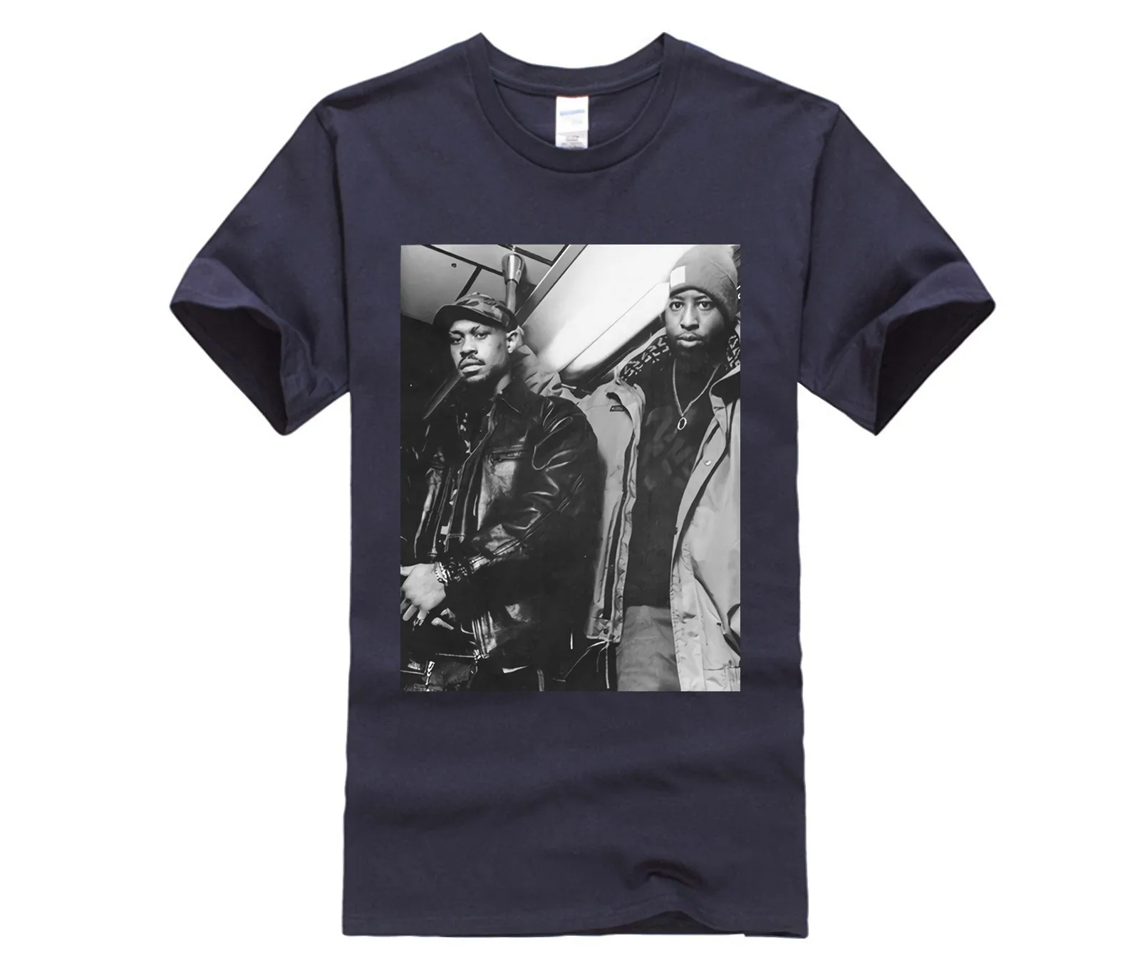 Мужская Повседневная футболка с принтом 100% хлопок популярная Gang Starr B & W Image Nero