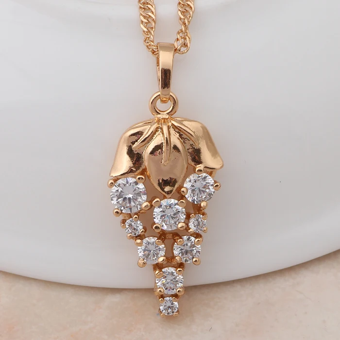 Симпатичные Кукуруза дизайн сверкающие Цепочки и ожерелья желтое золото тон