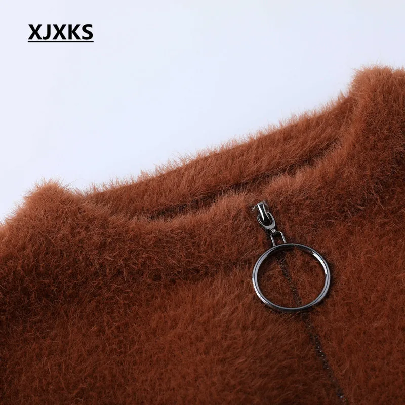 Уличная одежда XJXKS 2018 удобные норковые кашемировые и шерстяные пальто на молнии