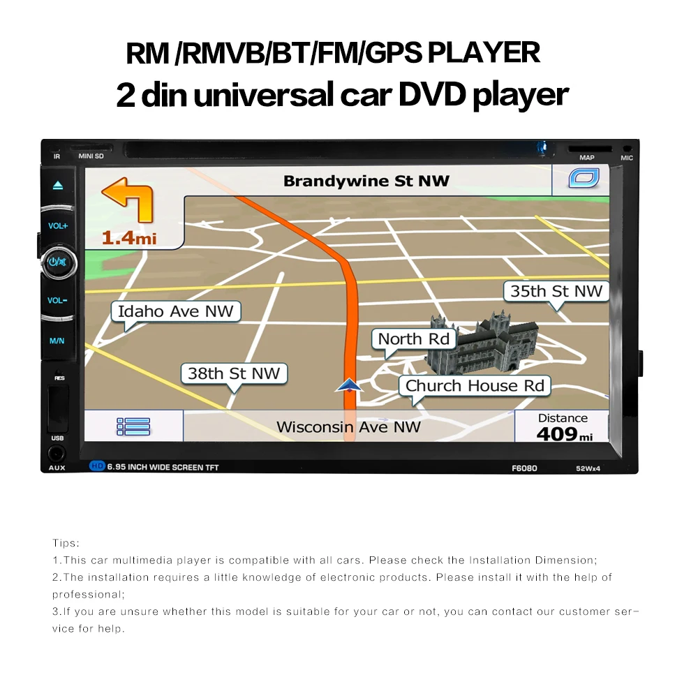 HEVXM F6080 6,95 дюймов Автомобильный dvd-плеер автомобильный радио мультимедиа MP5 MP3 Воспроизведение gps навигатор автомобильная навигация