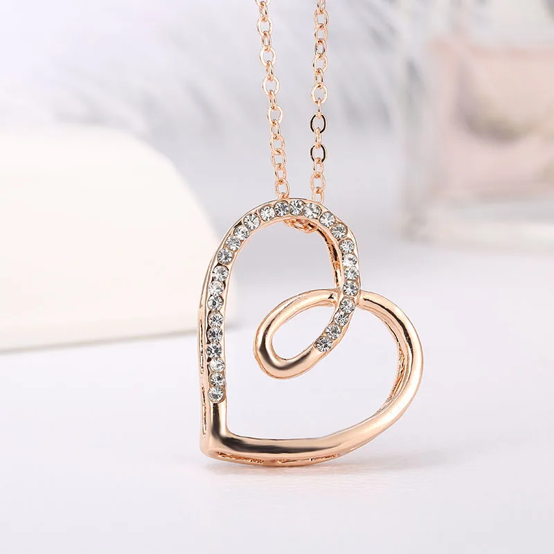 Настоящее Белое ожерелье с кулоном в форме сердца со стразами модные летние