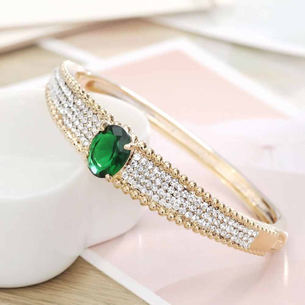 Neoglory светло-желтого золота Цвет горный хрусталь зеленый циркон мода браслет для
