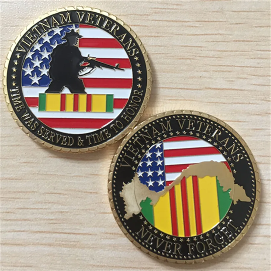 

Free Shipping,United States Military Vietnam Veterans 24K Gold Plated Challenge coin