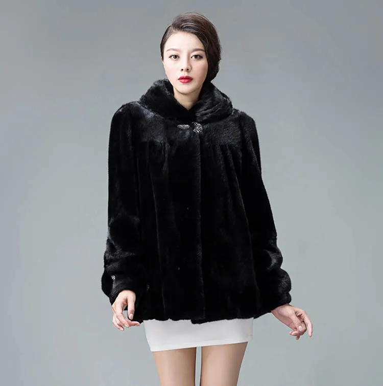 Меховая куртка Для женщин новый черный Мех животных пальто Повседневное модные