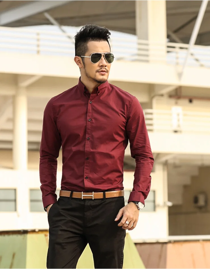 

Men Shirt 2016 solid Shirt Men Brand Business Casual Long Sleeve Turn-down Collar Men Dress Shirt Men Clothes XL