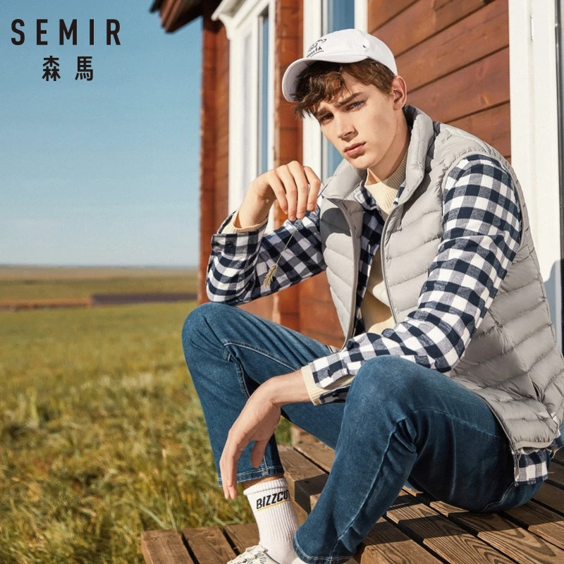 SEMIR мужской складывающийся пуховый жилет с воротником-стойкой, мужской мягкий жилет, легкий пуховый жилет для мужчин, жилет на молнии, зимняя одежда