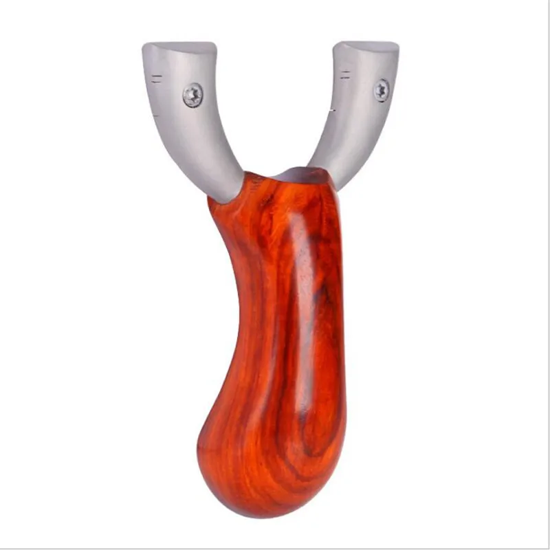 

Outdoor Stainless Steel + Solid Wood Slingshot Quick Press Flat Rubber Band Catapult hunting Slingshot 2019 New
