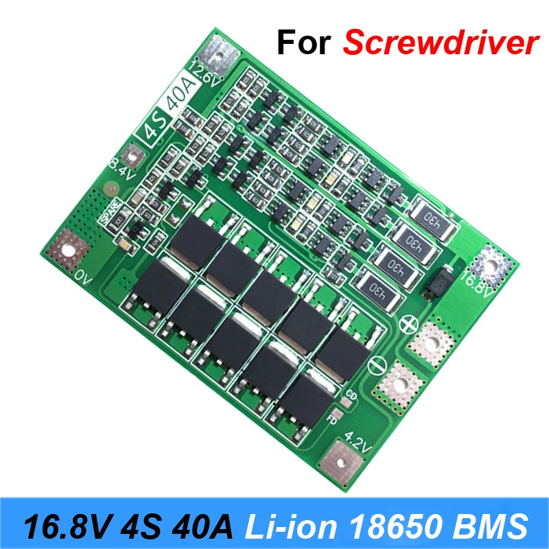 4S 40A батарея 18650 зарядное устройство PCB плата защиты BMS с балансом для отвертки 14 8 в