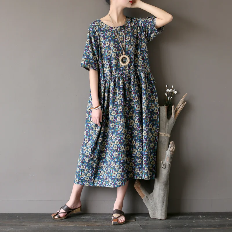 Женское новое летнее винтажное платье из хлопка и льна тонкое дышащее удобное с