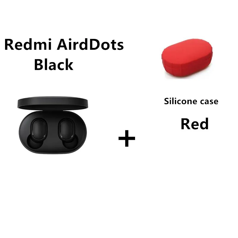 add red case Xiaomi Redmi AirDots беспроводные стерео наушники Bluetooth 5,0 наушники с зарядным устройством наушники-вкладыши с микрофоном Handsfree наушники с управлением AI - Цвет: add red case