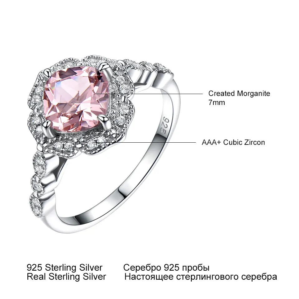 UMCHO Created Nano Morganite Rings 925 Sterling Silver Flower For Women Engagement Anniversary Wedding Gift Fine Jewelry | Украшения и