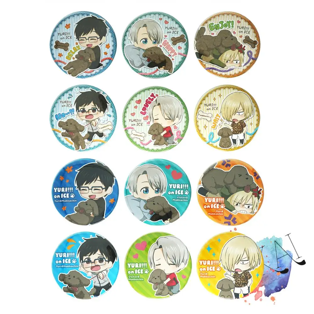 Yuri! Значок аниме на льду принц Victor Nikiforov Yuuri Katsuki Yuri Plisetsky милый металлический
