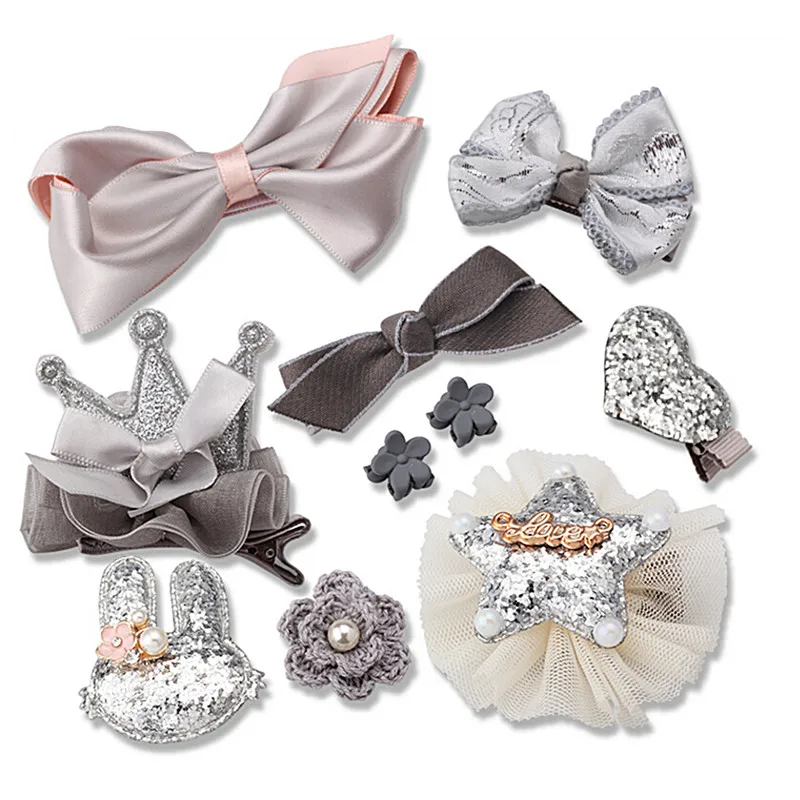 10 шт. заколки для волос с бантом из ленты Заколки заячьими ушками девочек