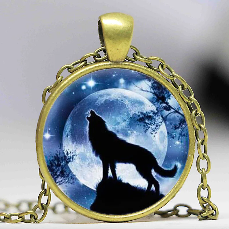 Новые модные волк кабошоны разрисованные изделия из стекла деревянная Подвеска
