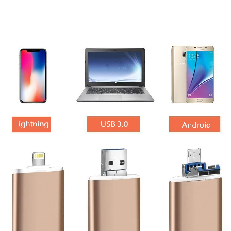 OTG USB Flash Drive 32GB 3.0 Pendrive 16GB/32GB/64Gb Mini Pen for iPhone X/8/7/6 Plus iPad Key Memory Stick | Компьютеры и офис