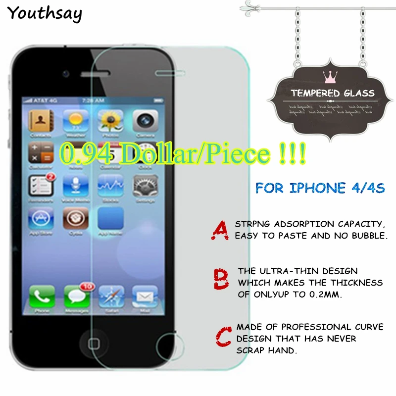 Для стекла Apple iPhone 4 закаленное стекло для защиты экрана 4s защитная пленка Youthsay |