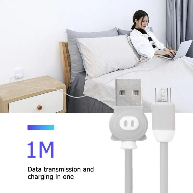 Мультфильм свинья Micro USB кабель мобильного телефона 2A Быстрый провод для быстрой