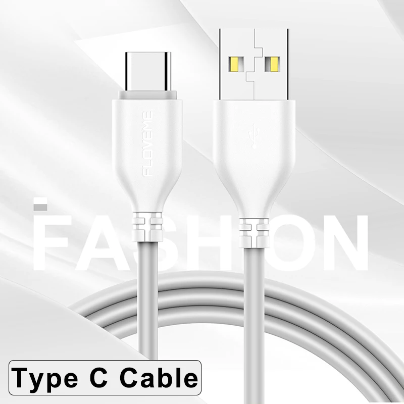 Type C White Gray FLOVEME TPE USB mi cro кабель для samsung huawei Xiaomi mi Max 3 Nokia 8 кабель mi cro usb зарядный кабель для передачи данных телефонный кабель - Цвет: Type C White Gray