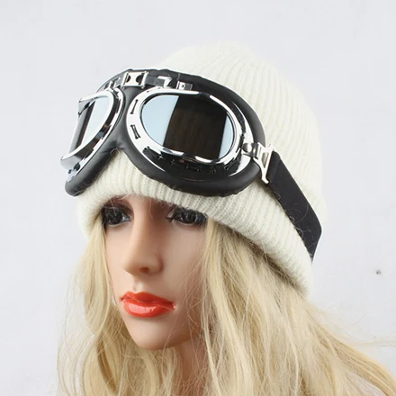 Зимние шапки для женщин, солнцезащитные очки Skullies Beanies, мужские модные толстые теплые лыжные шапки унисекс, вязаная шапка с кроличьим мехом - Цвет: Белый