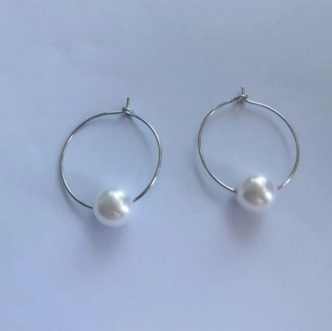 ea940 Wedding party Simple New Trendy alloy geometric Big circle imitation pearl earrings Female jewelry accessories | Украшения и