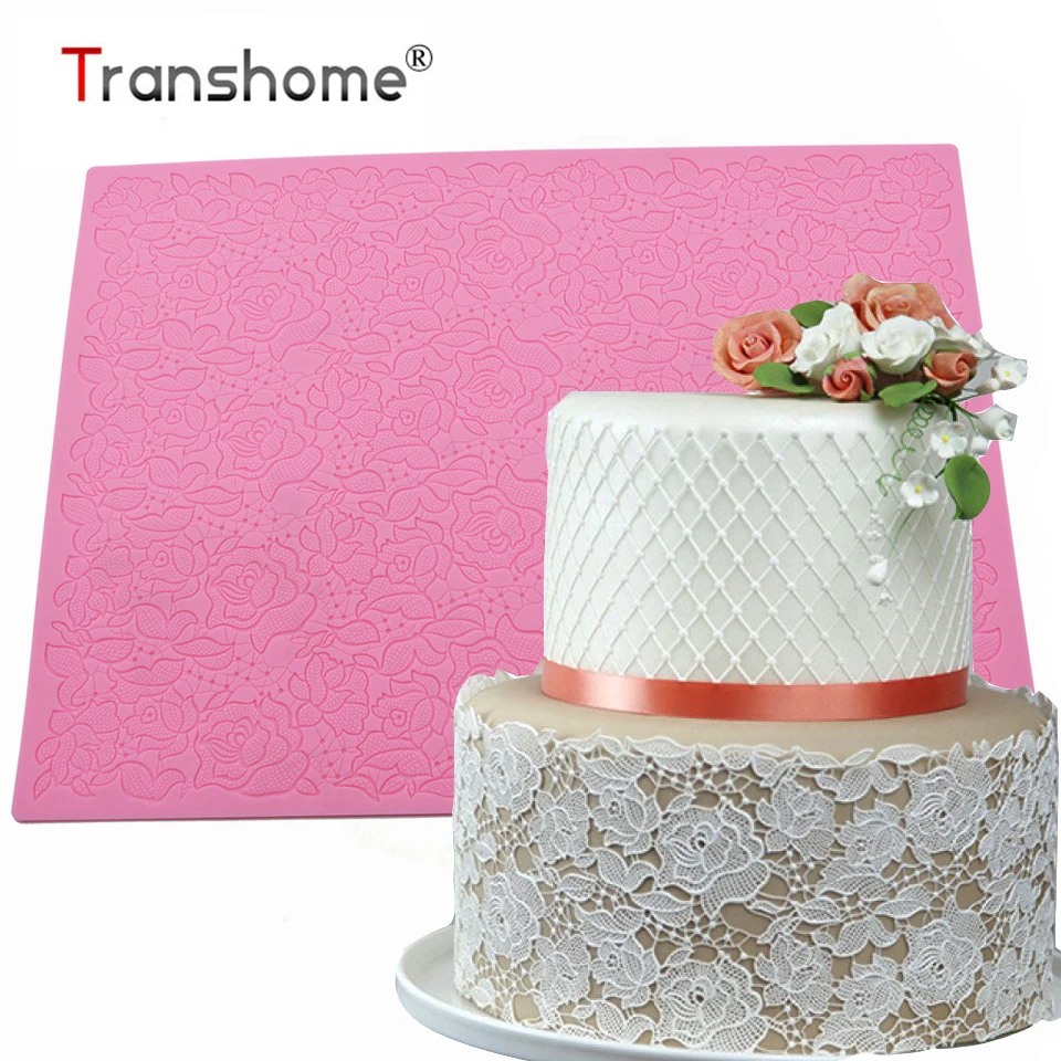

Transhome Rose Silicone Mold Lace Mat Cake Decorating Tools Cake Lower Lace Fondant Mold Mousse Brim Decor Baking Pastry Tools