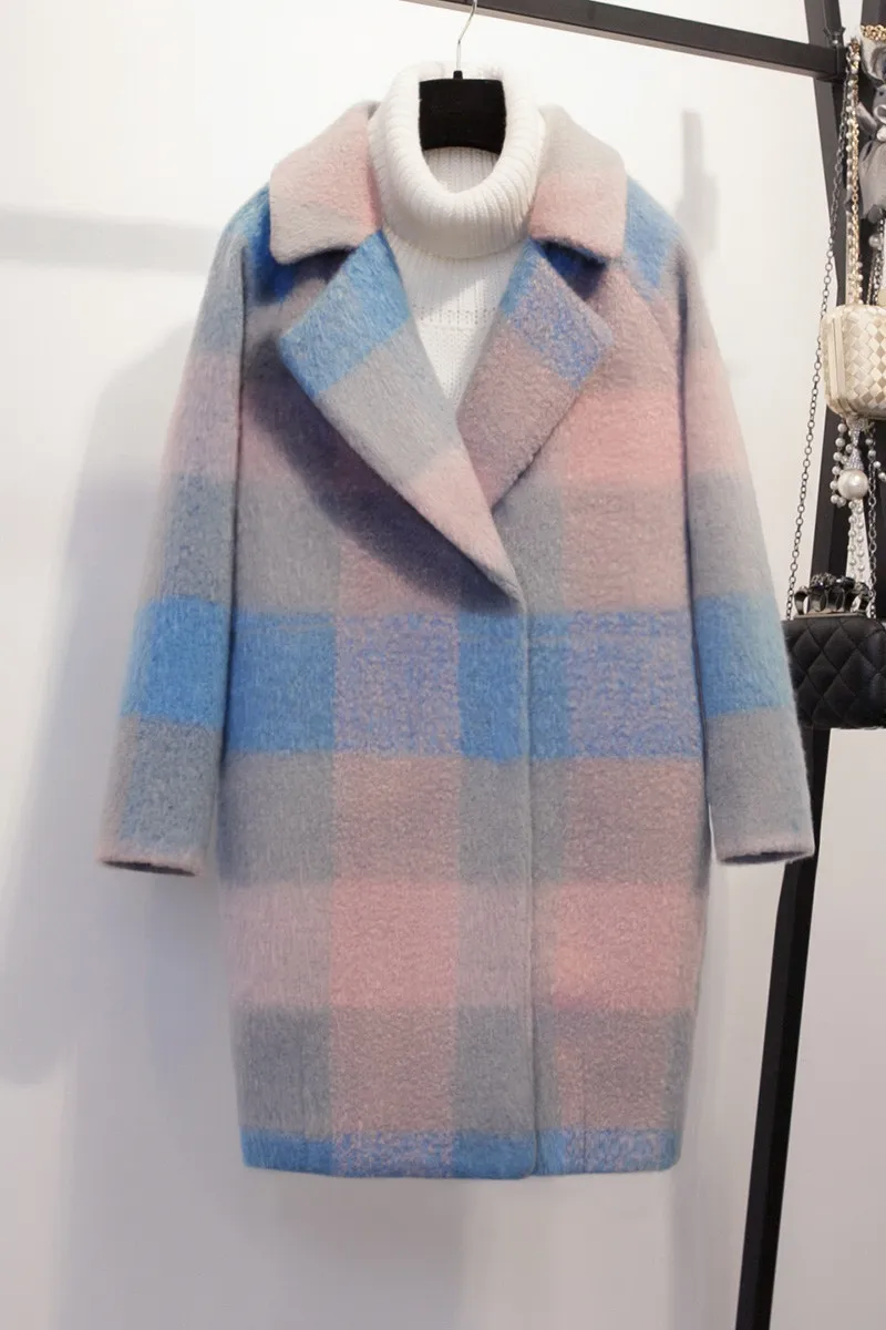Женское длинное шерстяное пальто KMETRAM оверсайз модель HH224 на зиму|casaco feminino|womens wool