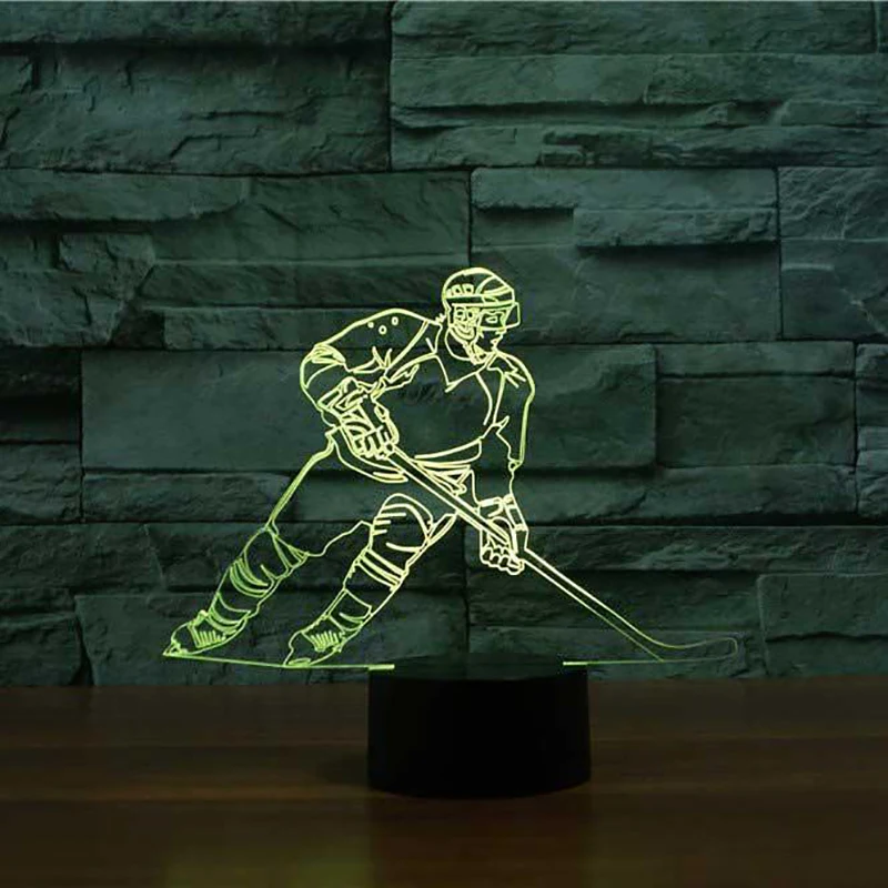 LED хоккейный плеер настольная лампа USB визуальная прикроватная 3D ночные