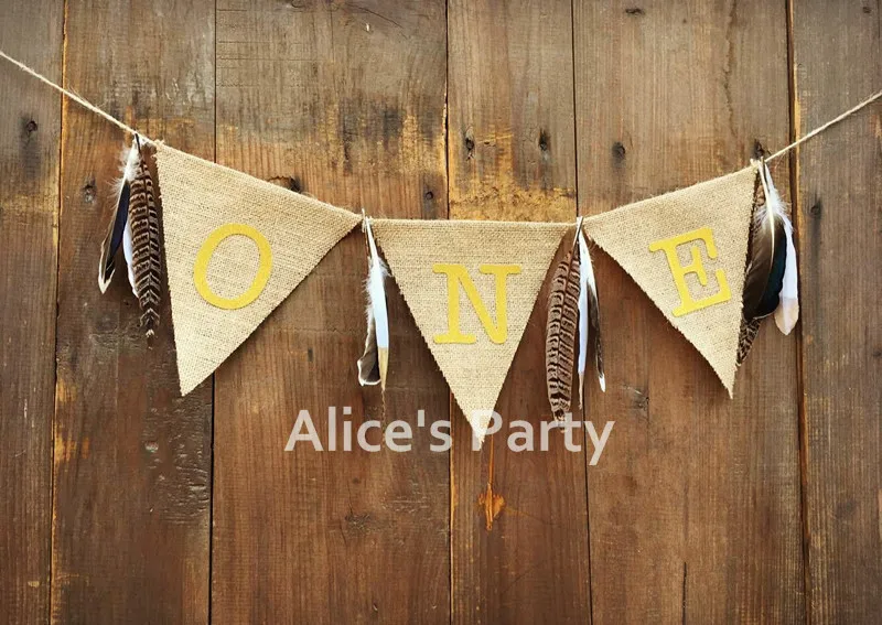 New Jungle Feather Birthday Highchair Banner Wild Gold One Bunting Garland Baby Shower Photo Prop Shoot Decoration Smash Cake | Дом и сад