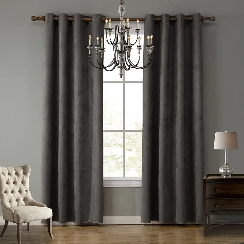 

SunnyRain 1-Piece Suede Fabric Green Curtains For Living Room Semi Blackout Curtain For Bedroom Drapes Top With Eyelet cotinas